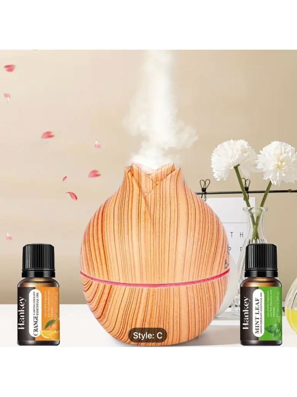 Wood Grain Essential Oil Diffuser with Oils NWT